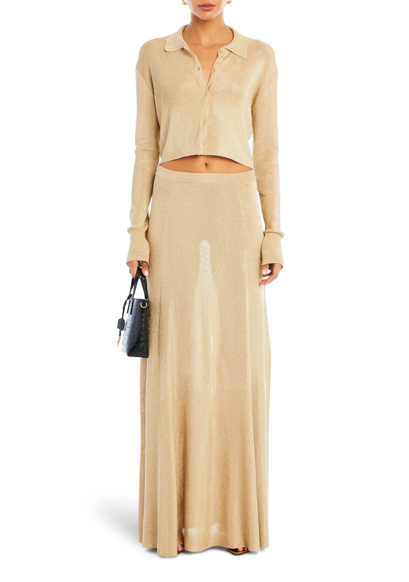 Womens | Jessa Metallic Knit Top | Gold