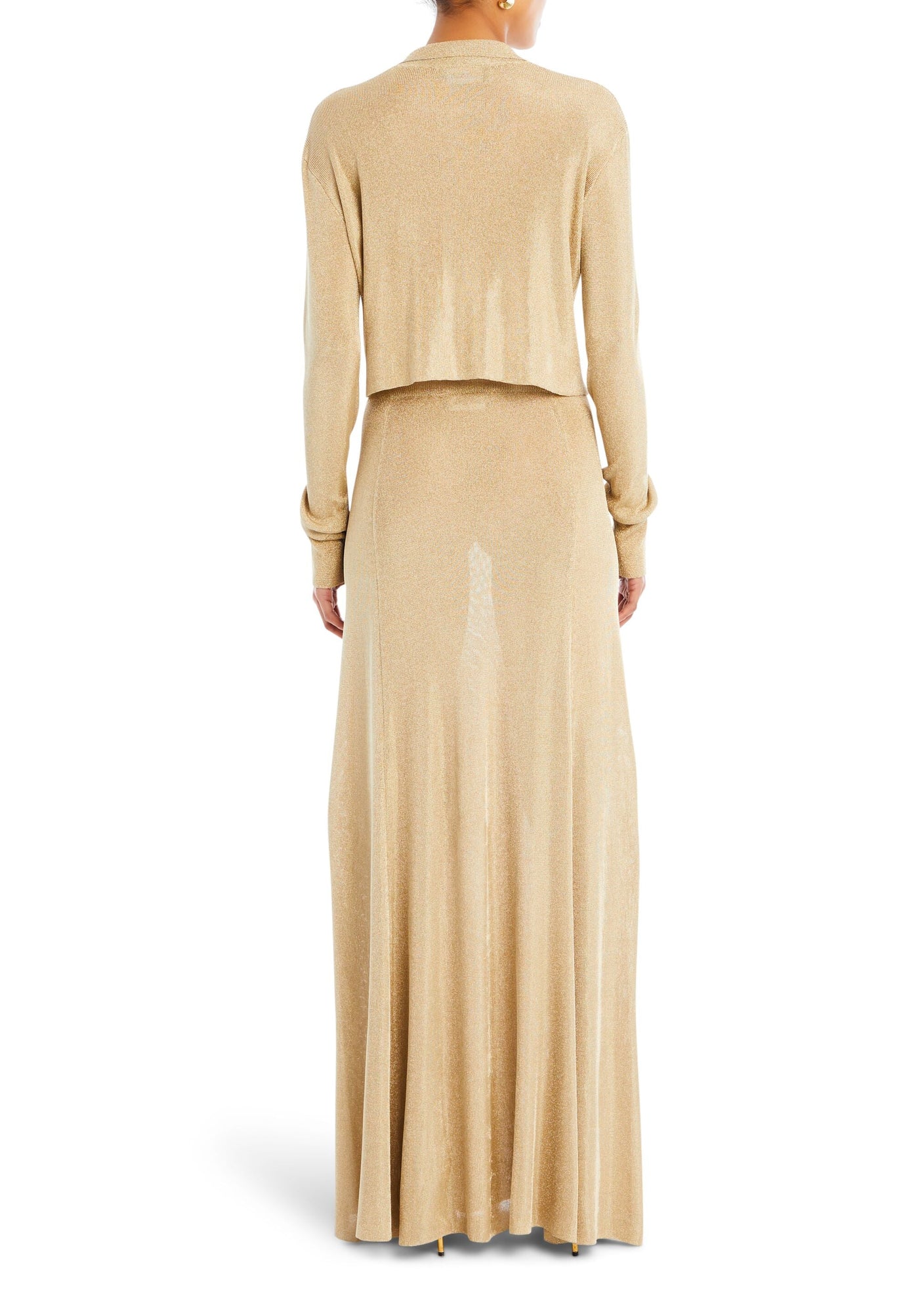Womens | Alice Metallic Knit Maxi Skirt | Gold