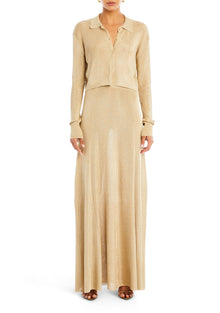 Womens | Alice Metallic Knit Maxi Skirt | Gold