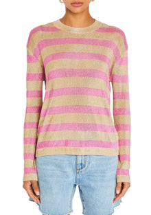 Womens | Hana Metallic Knit Top | Gold/Bubblegum