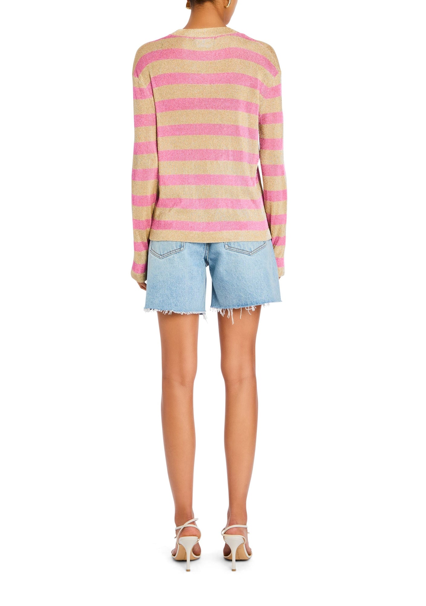 Womens | Hana Metallic Knit Top | Gold/Bubblegum