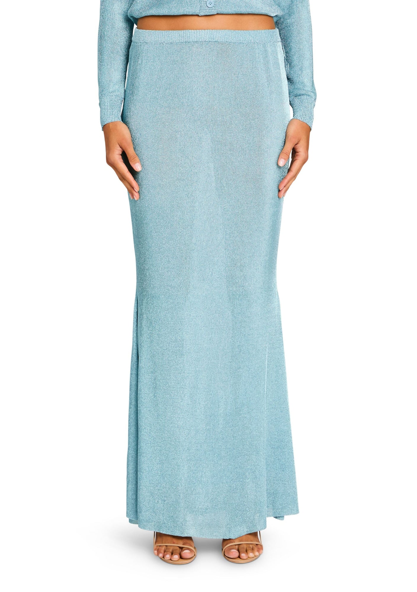 Womens | Harmony Metallic Knit Skirt | Frosted Sea