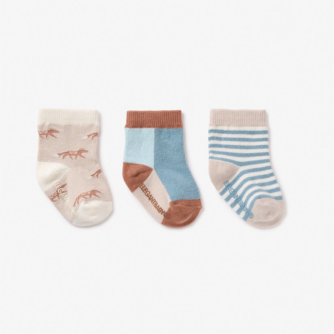 Boys | Treehouse Forest Non Slip Baby Socks 3 pack | Multi