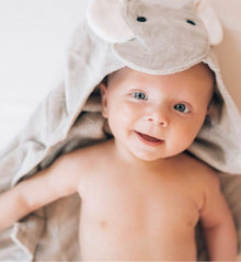 Unisex | Gray Elephant Hooded Baby Bath Wrap | Gray