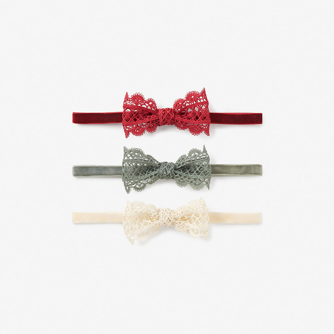 Girls | Holiday Lacey Bow Baby Headband 3PK | Multi