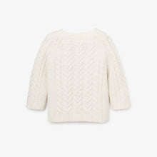 Unisex | Whisper White Horseshoe Cable Knit Baby Cardigan | White