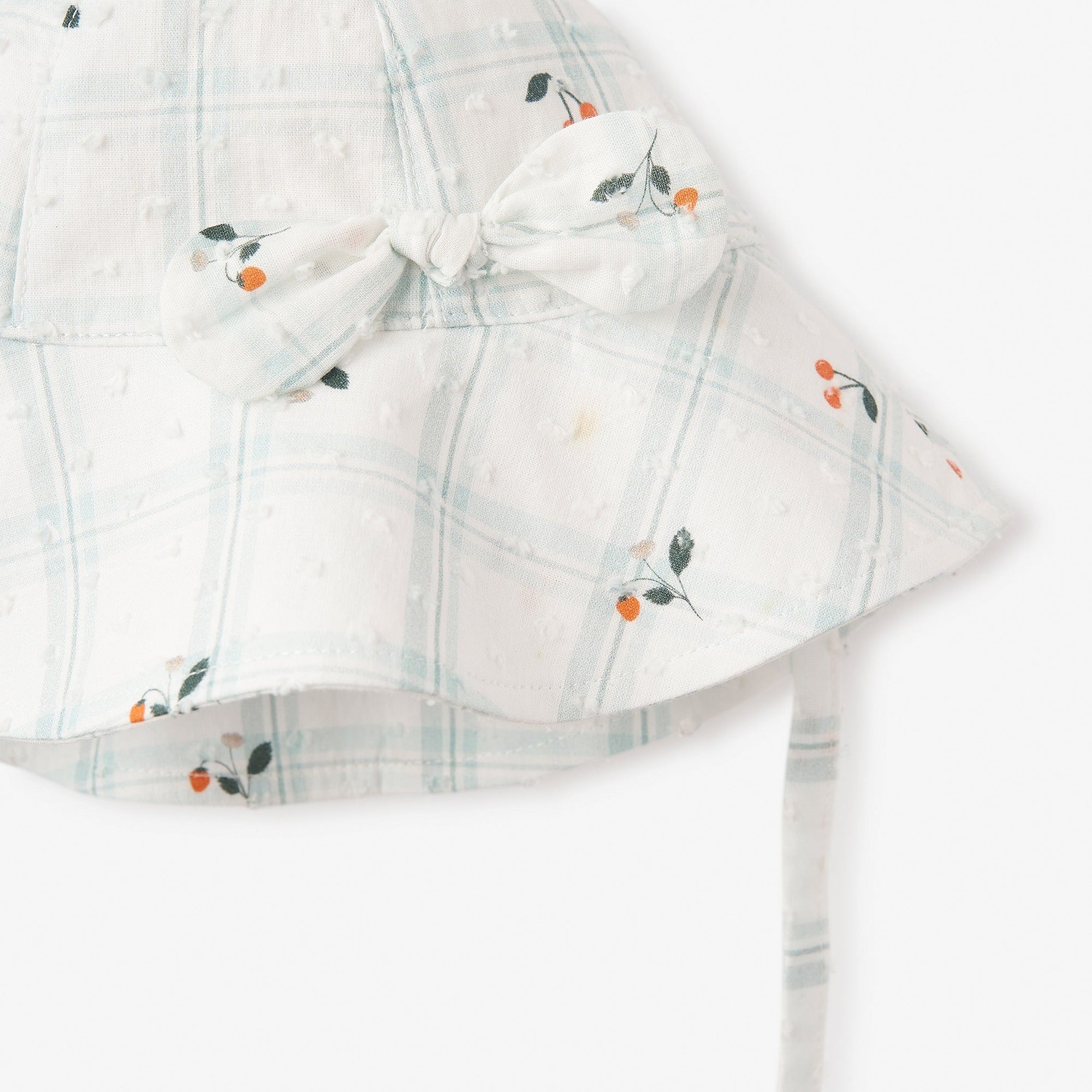 Girls | Strawberry Picnic Swiss Dot Sunhat | Aqua