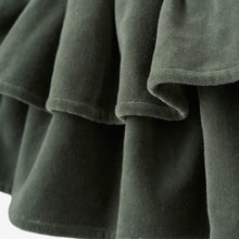 Girls | Velvet Jumper Skirt Set | Green