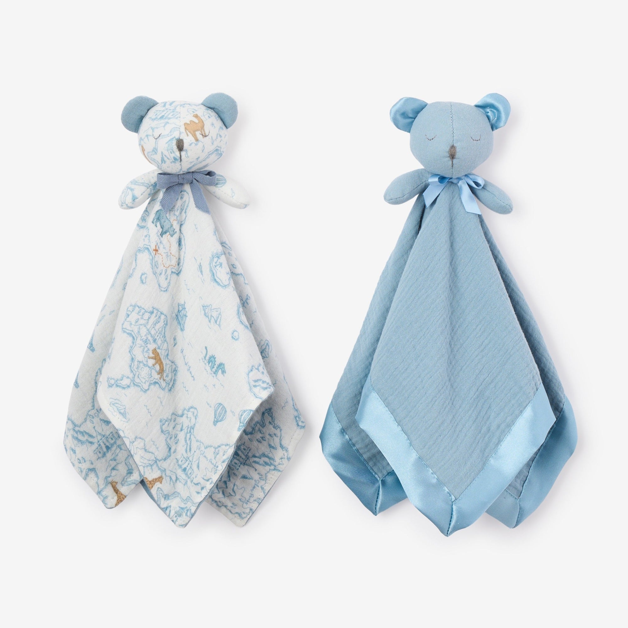 Unisex | Blue "Sleepy Pals" Organic Security Blanket Set | Blue