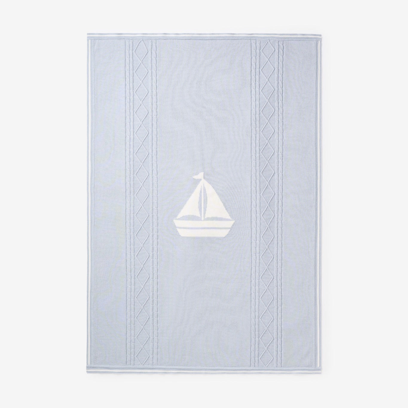 Unisex | Nautical Cotton Cable Knit Blanket | Blue