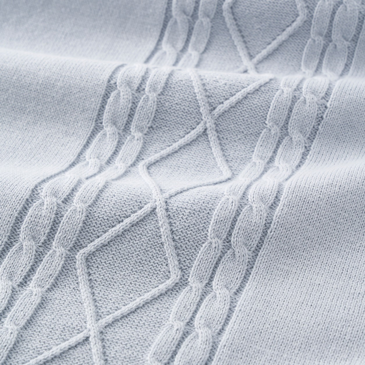 Unisex | Nautical Cotton Cable Knit Blanket | Blue