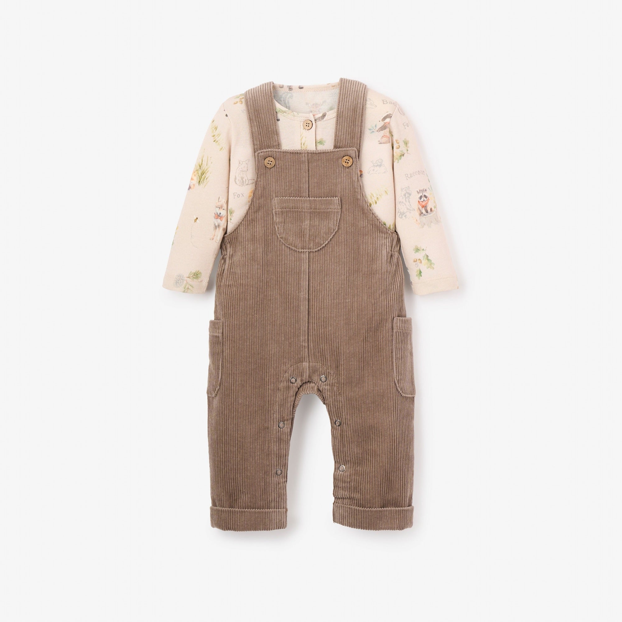 Boys | Wilderness Henley + Corduroy Overall Set | Brown
