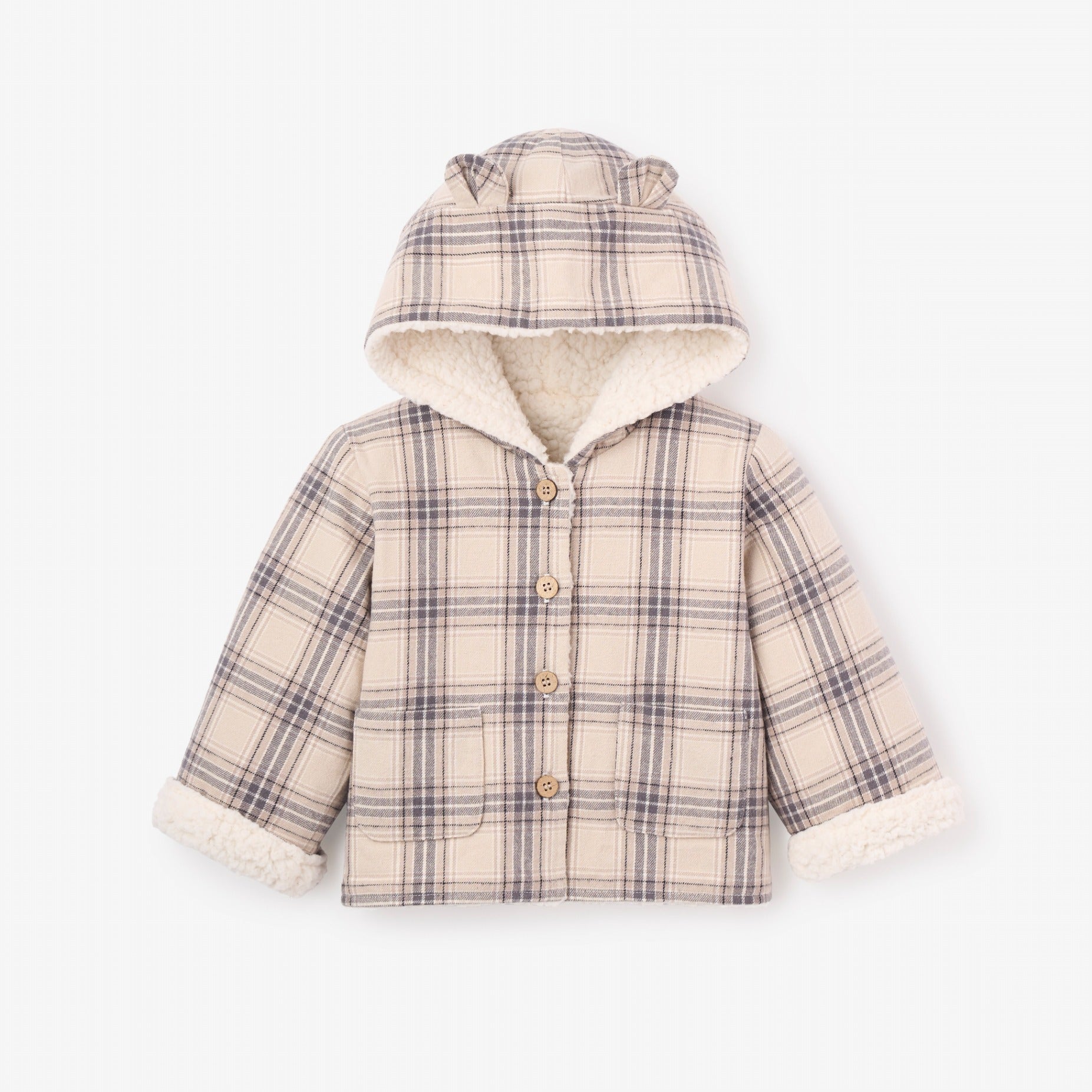 Unisex | Plaid Sherpa Reversible Jacket | Gray