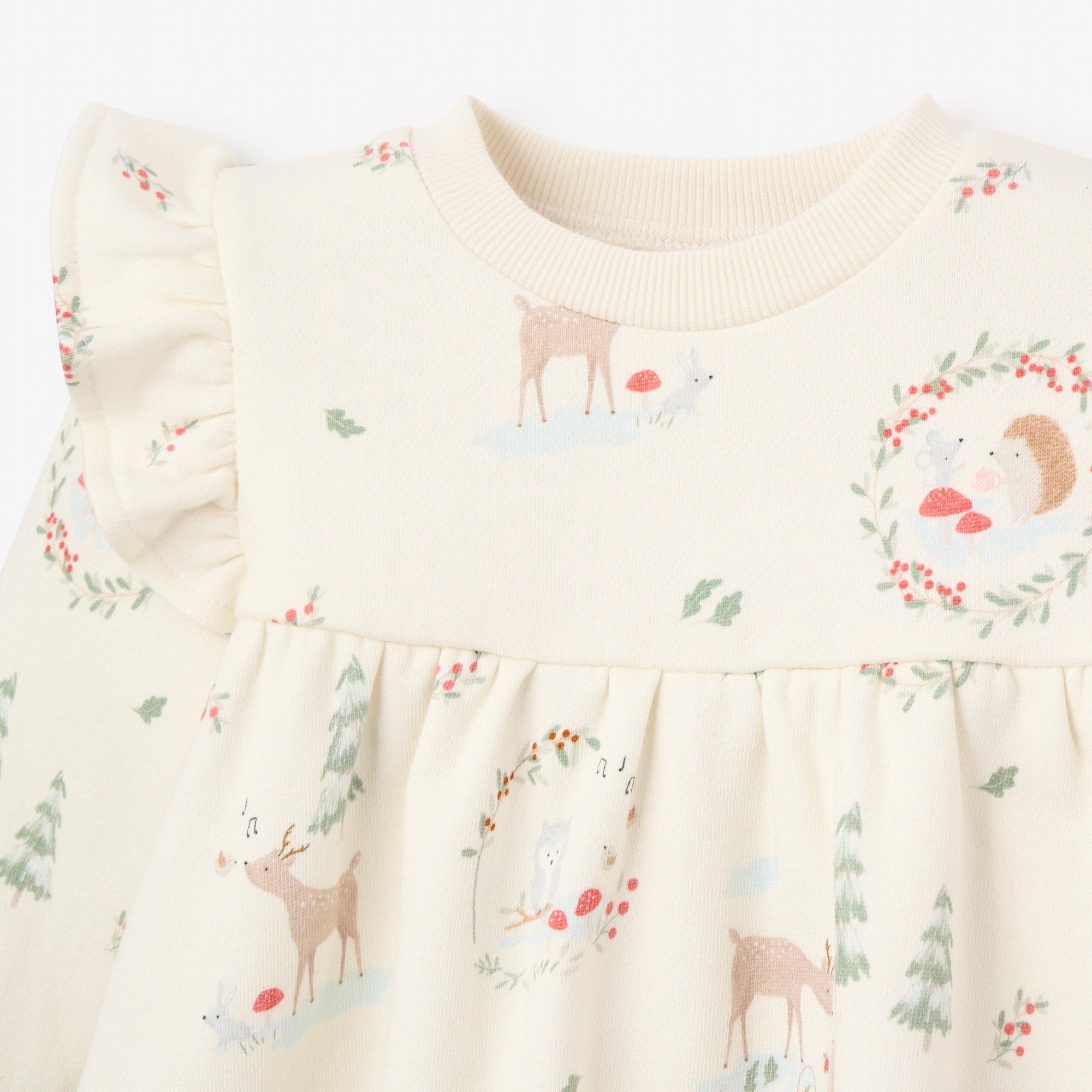 Girls | Holiday Organic Flece Shirt + Pant Set | White