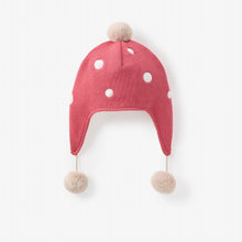 Girls | Mushroom Aviator Knit Baby Hat | Red
