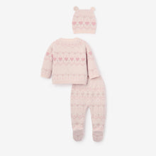 Girls | Love Fairisle Sweater, Footed Pant + Hat Set 3pc | Pink