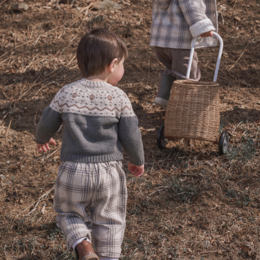 Boys | Charcoal Fairisle Sweater + Plaid Pant Set | Dark Gray
