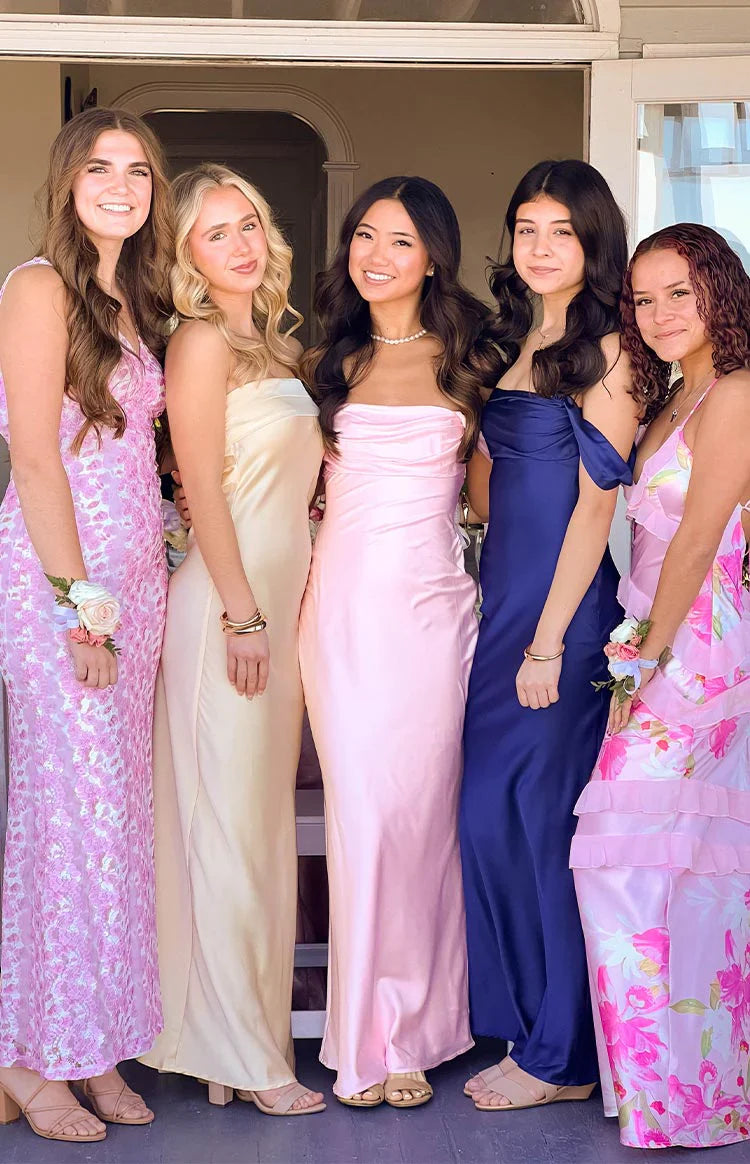 Ella Off Shoulder Prom Dress | Light Pink