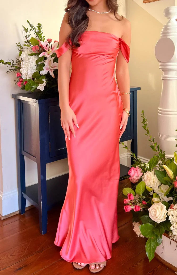 Ella Off Shoulder Prom Dress | Pink