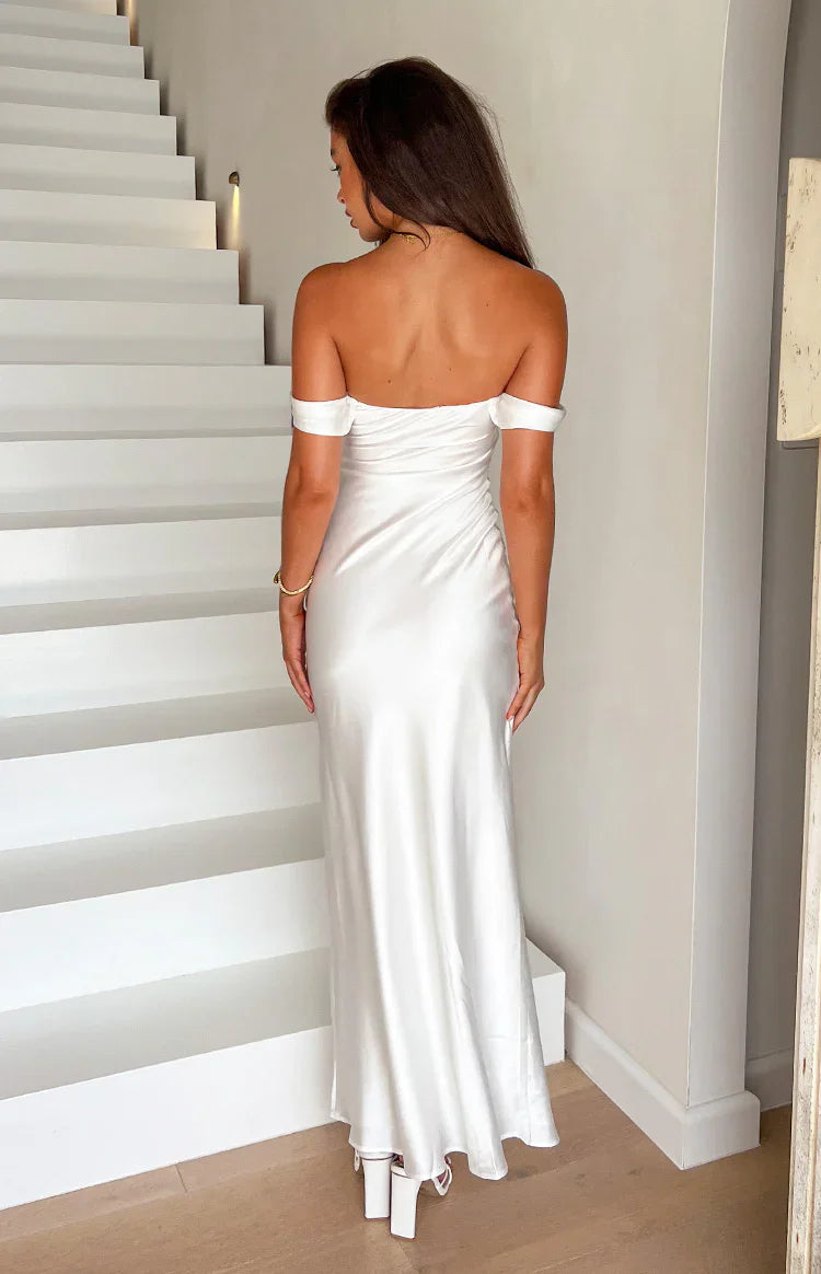 Ella Off Shoulder Formal Dress | White