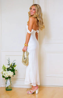 Ella Off Shoulder Formal Dress | White