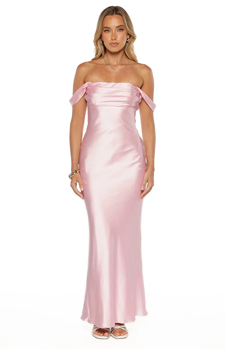 Ella Off Shoulder Prom Dress | Light Pink