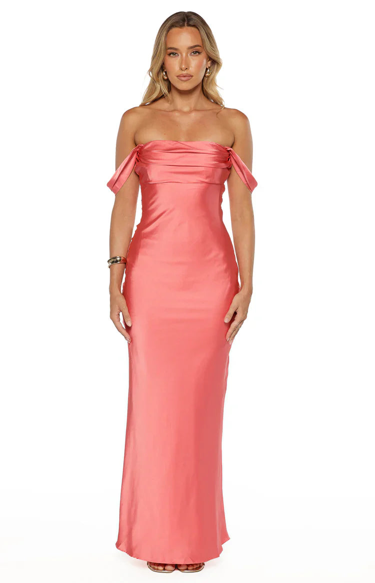 Ella Off Shoulder Prom Dress | Pink
