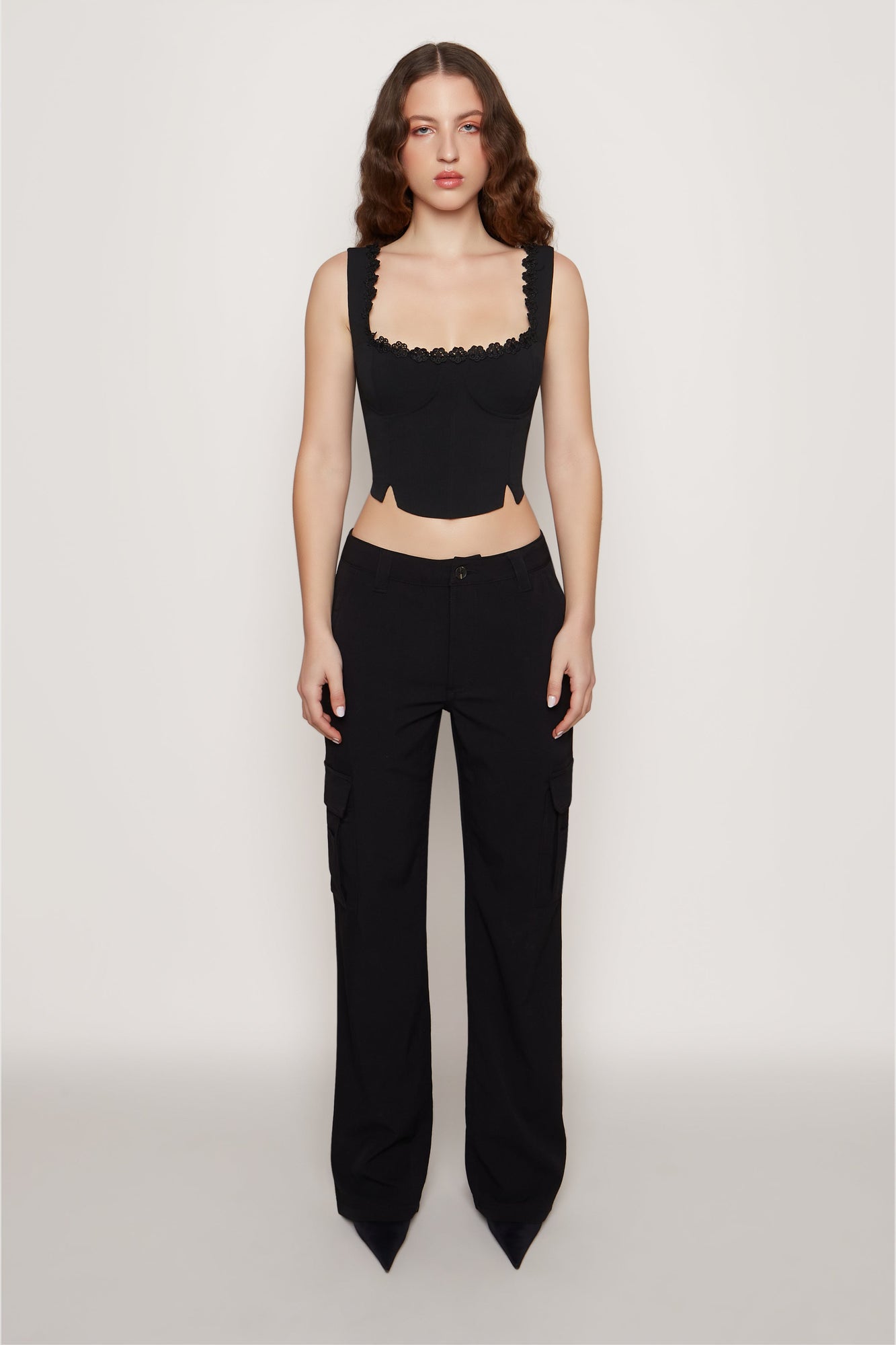 Womens | Crepe Cargo Pants | Black