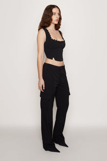 Womens | Crepe Cargo Pants | Black