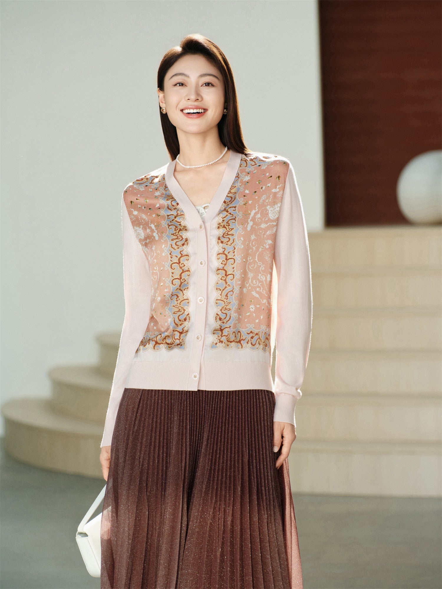 Mulberry Silk Wool Knit Sweater | Pink