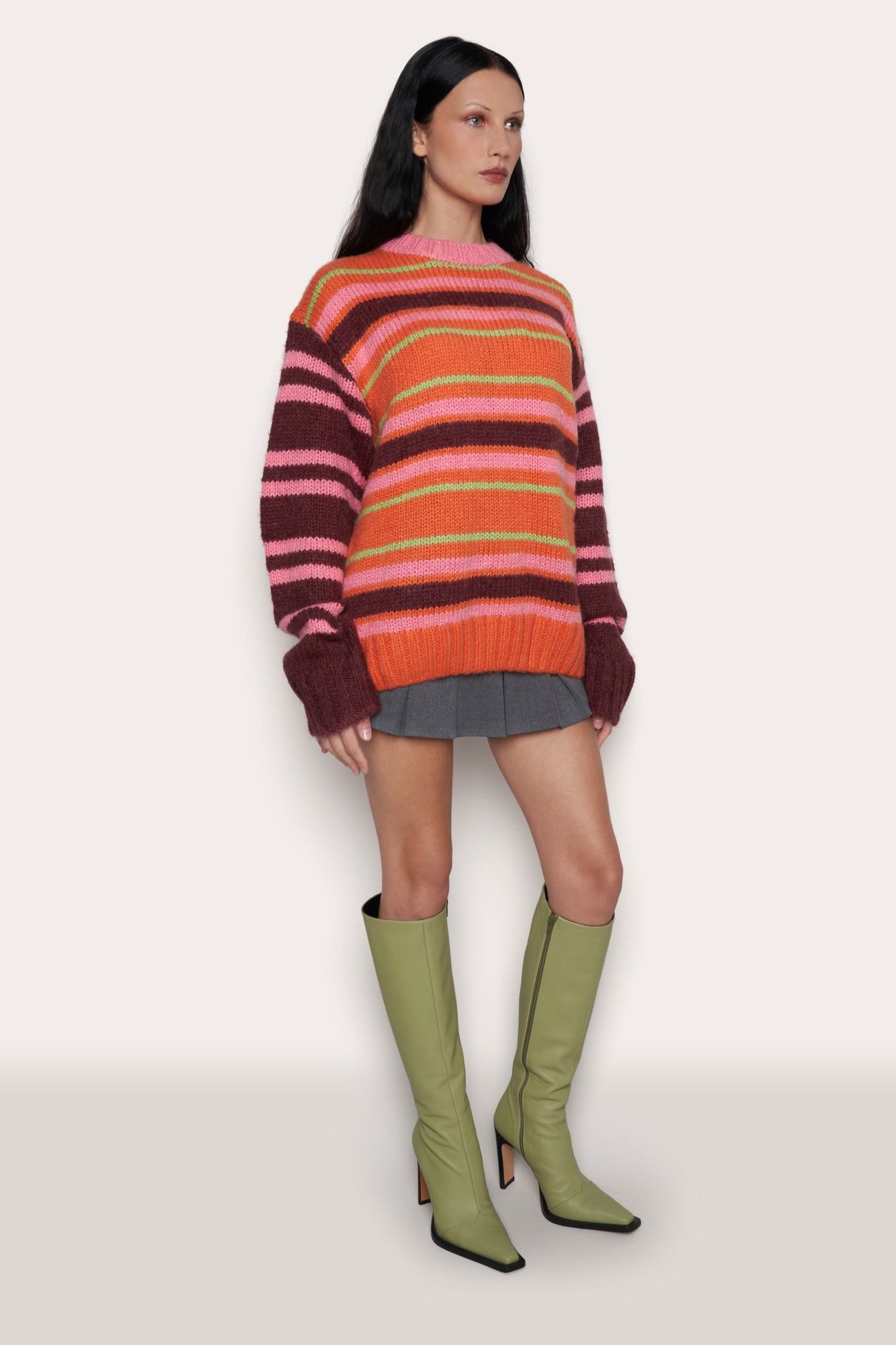 Womens | Oversized Crewneck | Orange Multi