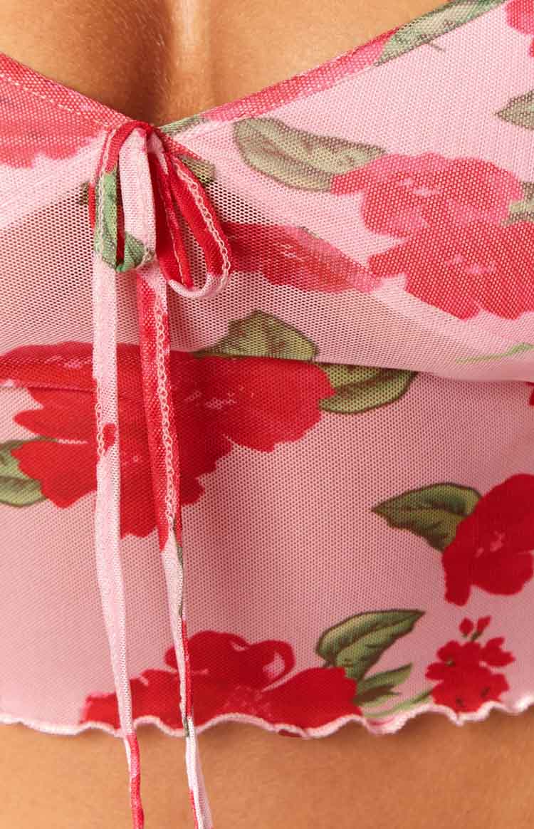 Emz Floral Mesh Cami | Pink