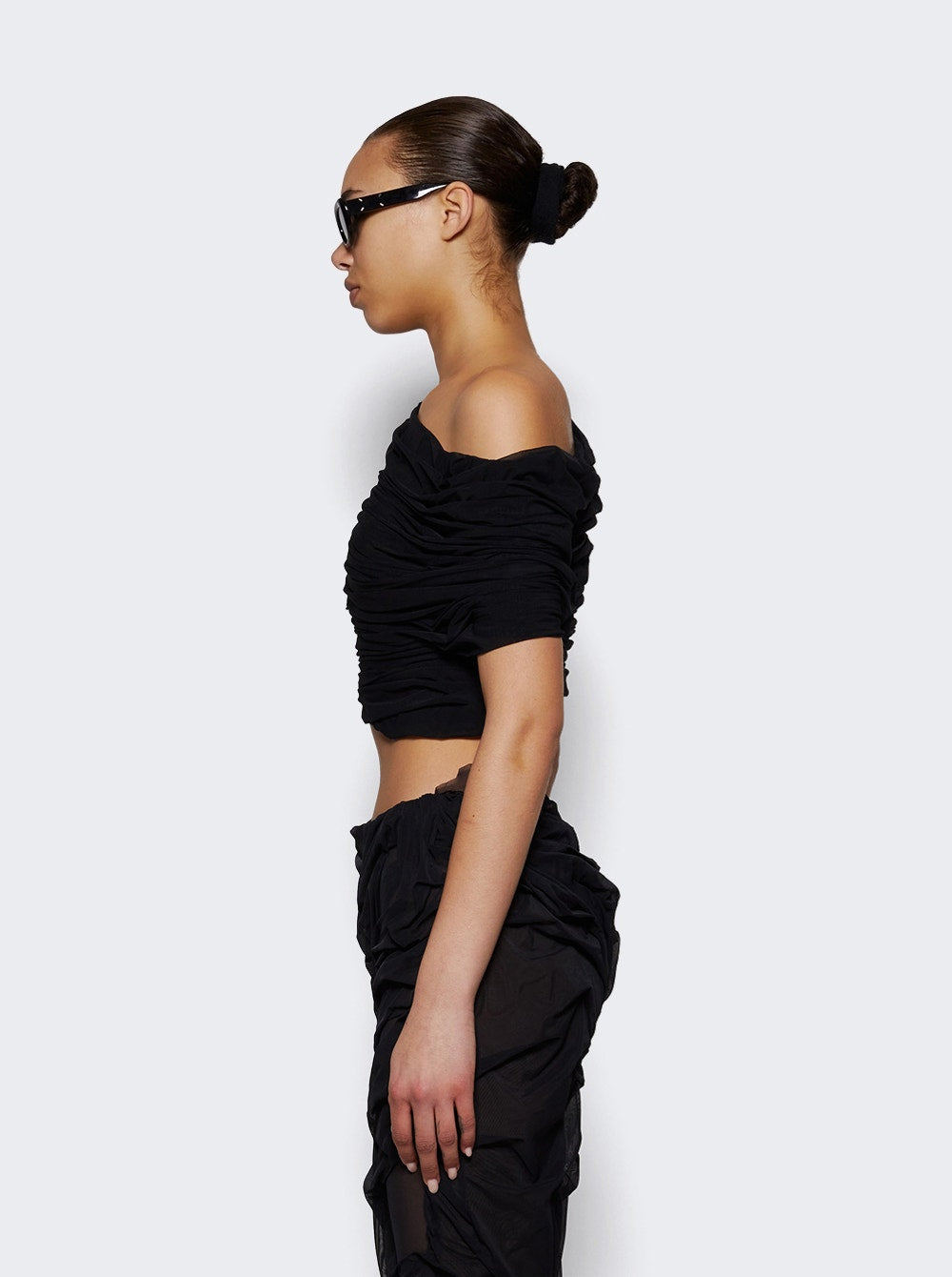 Women | Di Petsa | Hand Draped Wetlook Top | Black