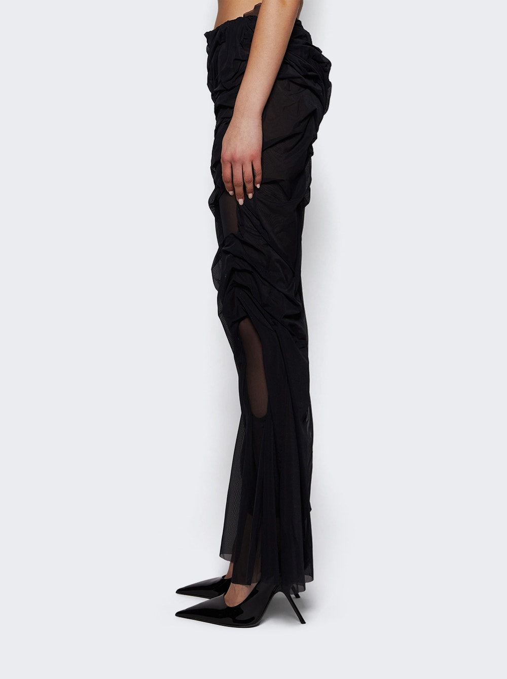 Women | Di Petsa | Hand Draped Wetlook Trousers | Black