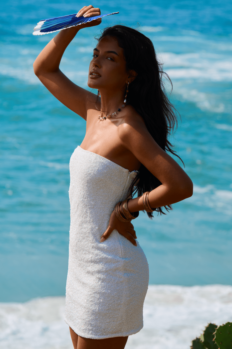 Evermore Hand-Beaded Embellished Mini Dress - Self-Adore
