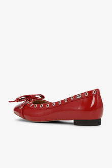 Eyelet Bow Ballerinas | Racing Red