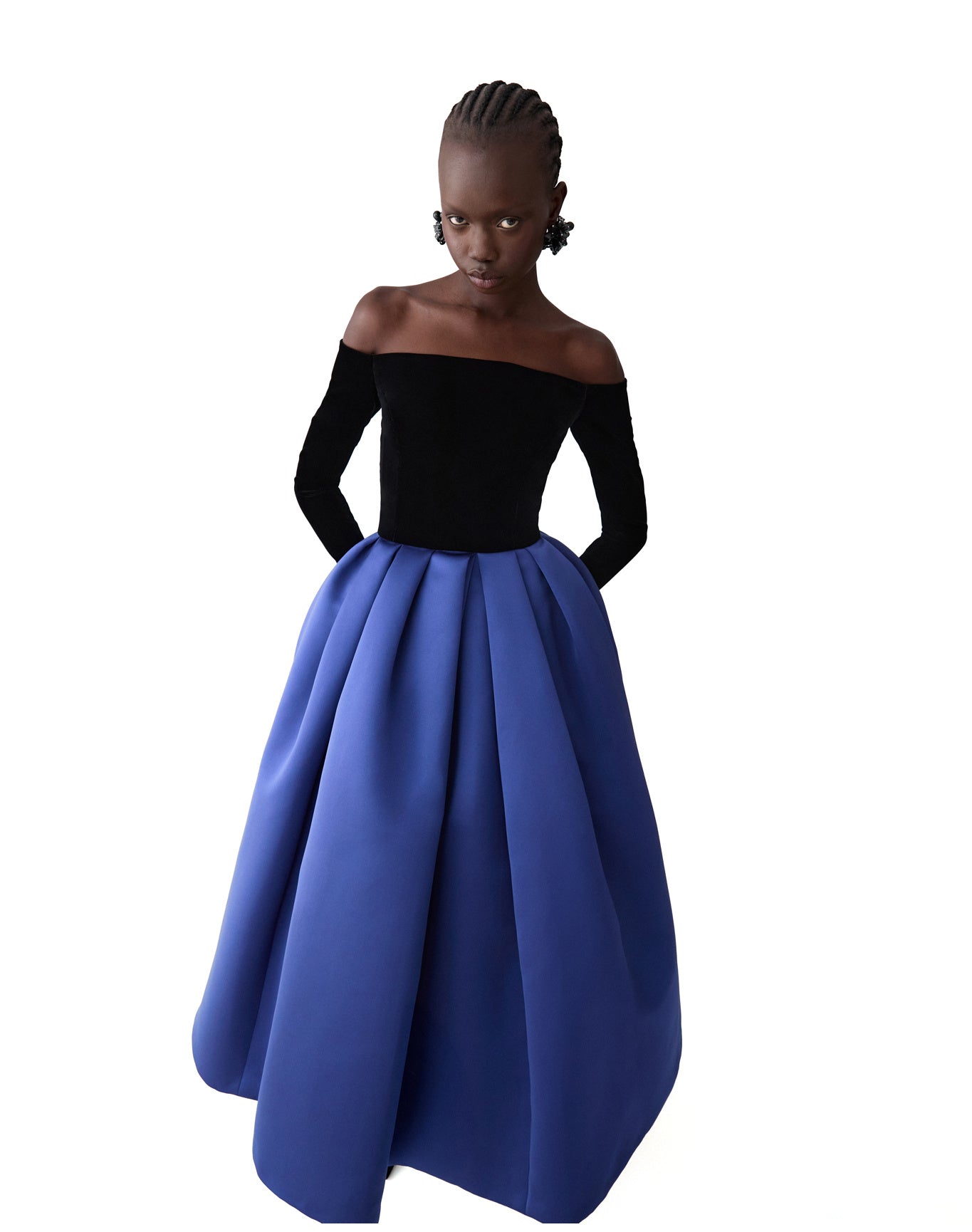 Off Shoulder Long Sleeve Midi Dress