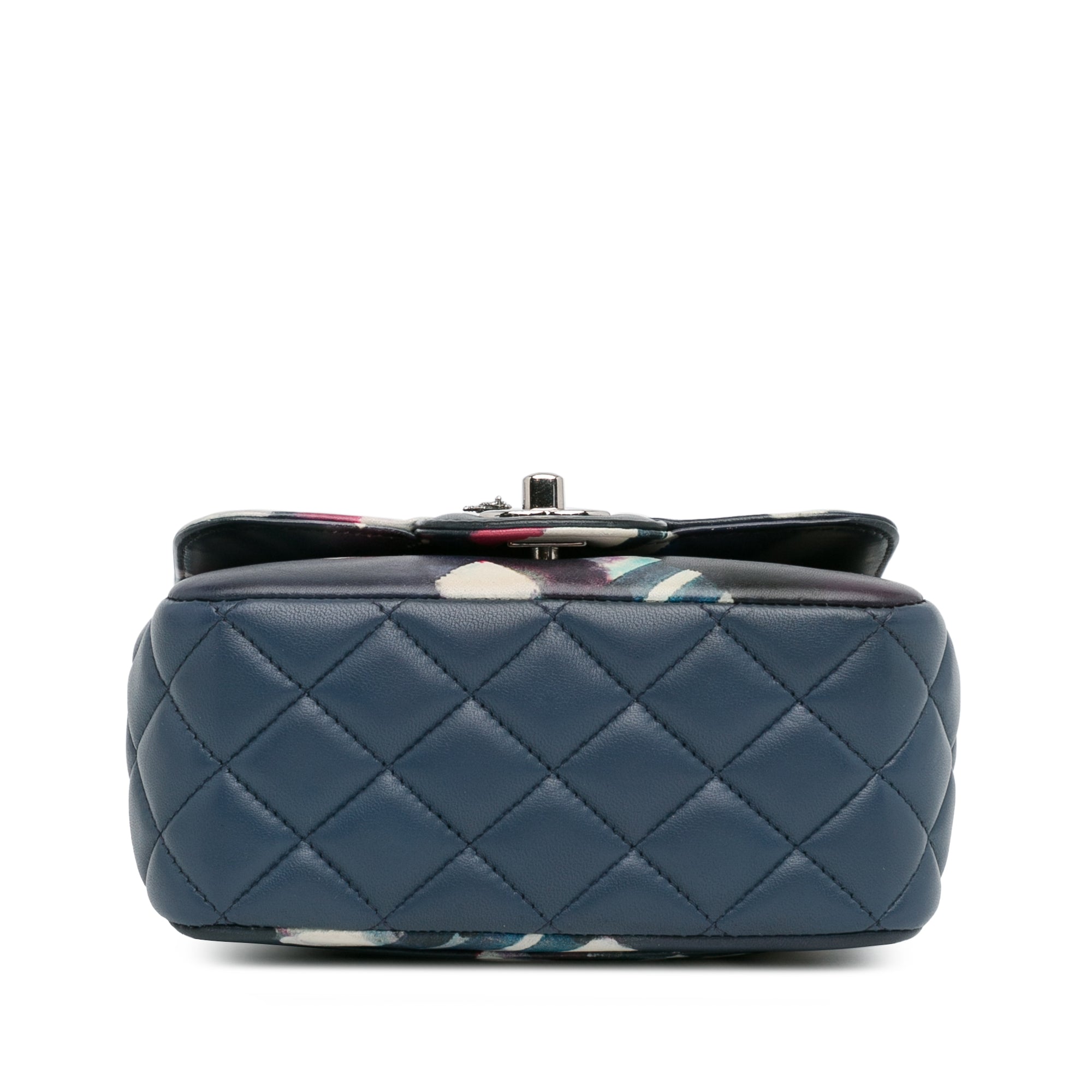 Chanel | Pre-Owned Mini Square Classic Calfskin Airline Flap | Blue/Dark Blue