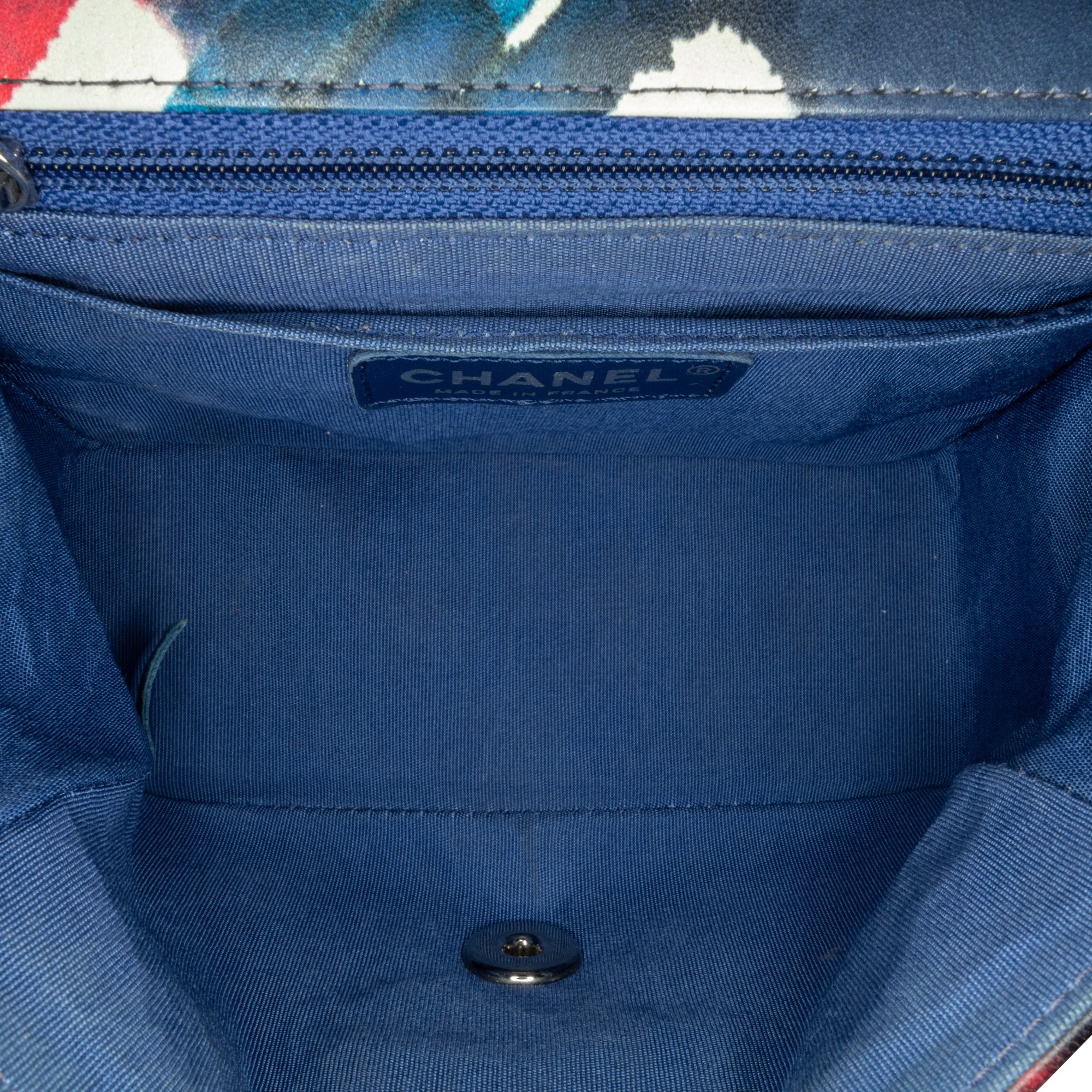 Chanel | Pre-Owned Mini Square Classic Calfskin Airline Flap | Blue/Dark Blue