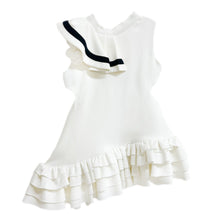 Girl | Alex Ruffle Dress with Contrast Line | White x Black