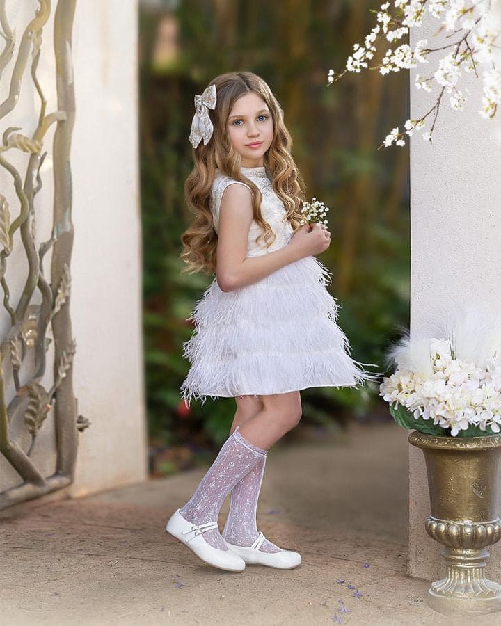 Girl | Eliza Feather Dress | Ivory