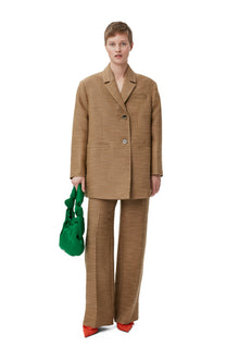 Slub Linen Oversized Blazer | Petrified Oak