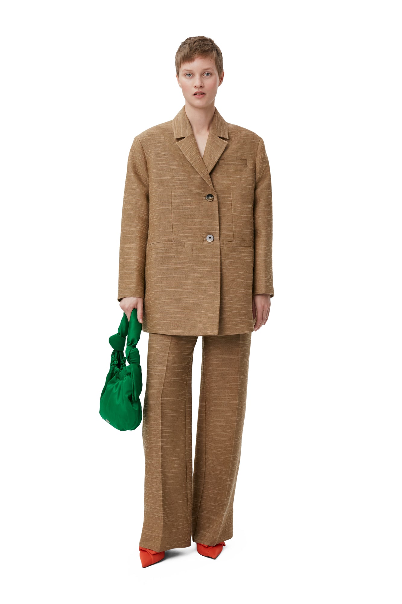 Slub Linen Oversized Blazer | Petrified Oak