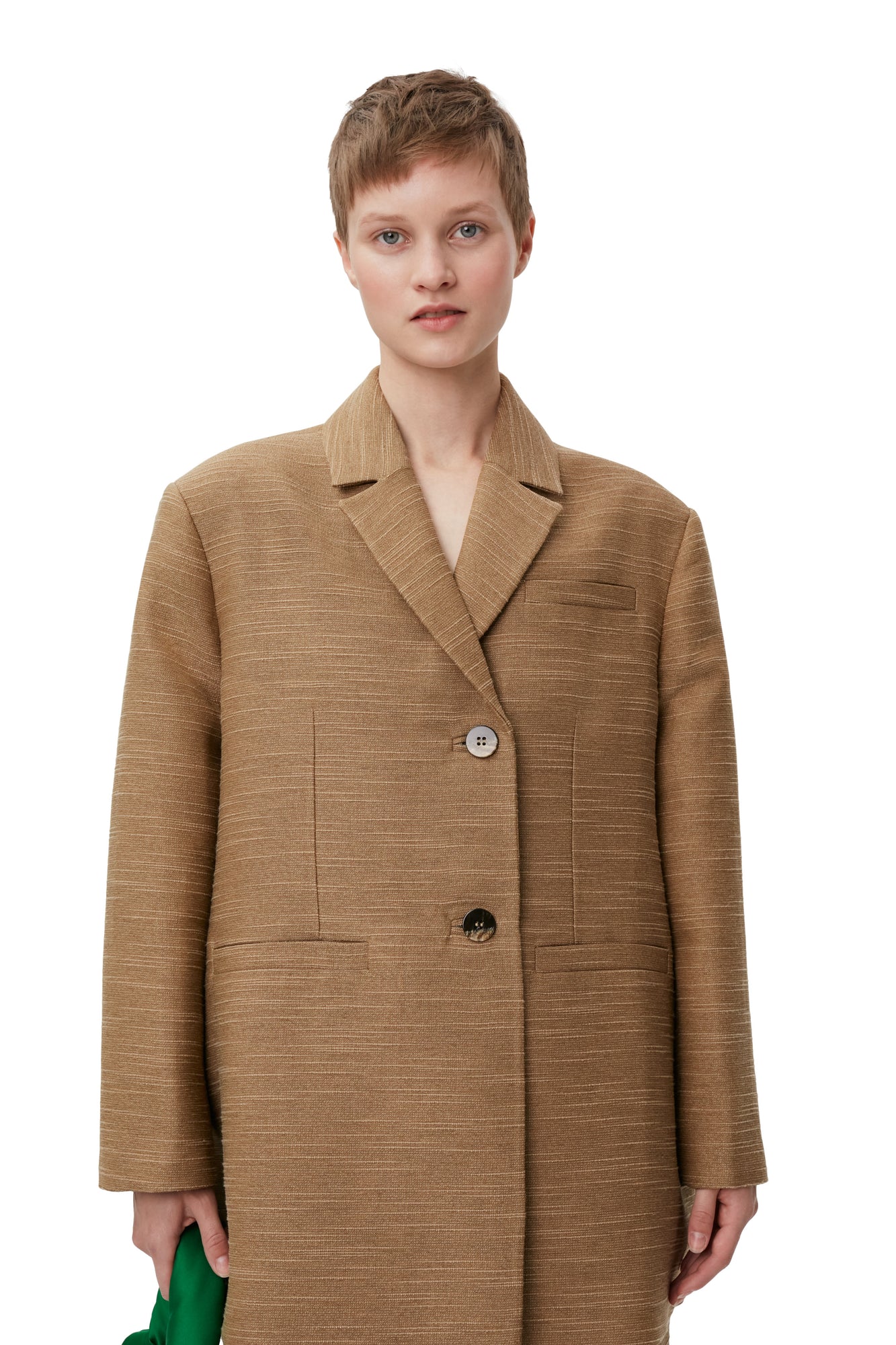Slub Linen Oversized Blazer | Petrified Oak