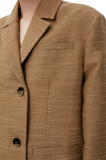 Slub Linen Oversized Blazer | Petrified Oak