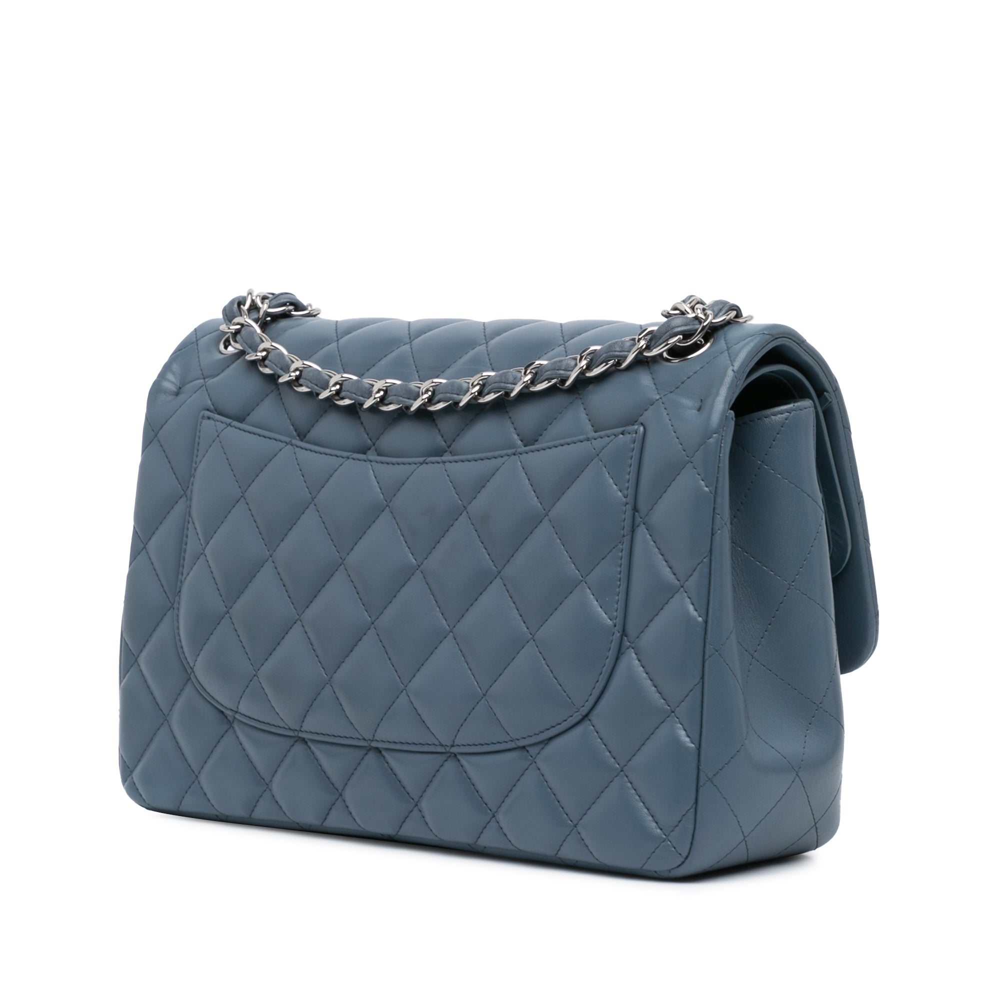 Chanel | Pre-Owned Jumbo Classic Lambskin Double Flap - III | Blue/Dark Blue