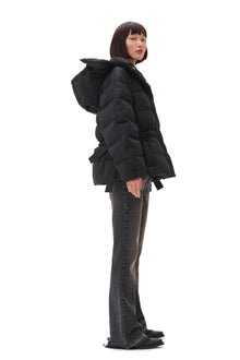 Tech Seersucker Oversized Puffer Jacket | Black