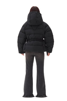Tech Seersucker Oversized Puffer Jacket | Black