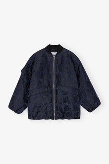 Botanical Jacquard Bomber Jacket | Peacoat