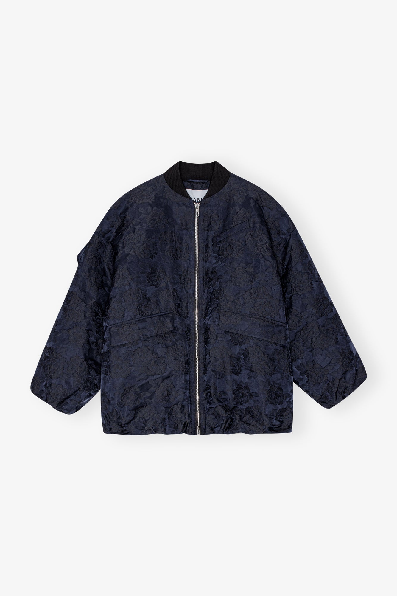 Botanical Jacquard Bomber Jacket | Peacoat